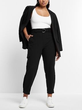 Express Super High Waisted Cargo Pants Black Size 10 NWT